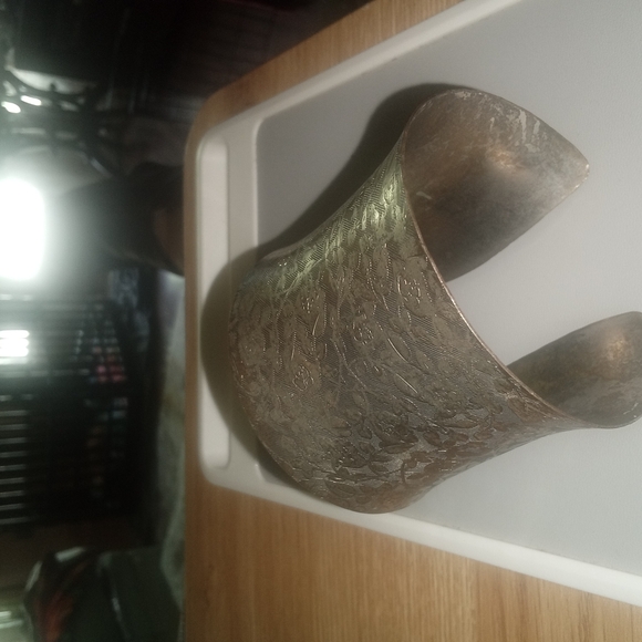 Silver Rose Etch Cuff Bracelet - Picture 2 of 5